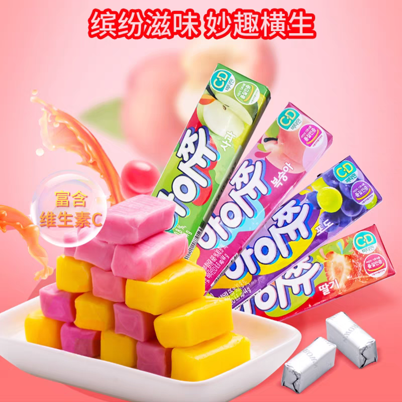 韩国进口食品crown克丽安果味软糖水果味口嚼糖儿童休闲糖果零食