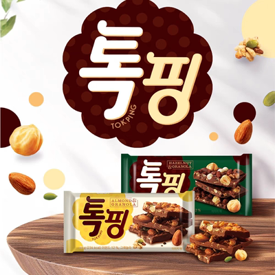 好丽友榛子扁桃仁巧克力43g韩国进口零食果仁脆牛奶可可大麦燕麦