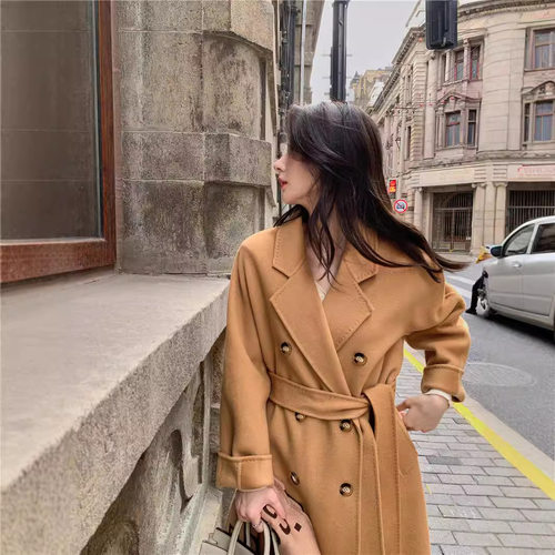 2025秋冬新款驼色双面羊毛大衣
