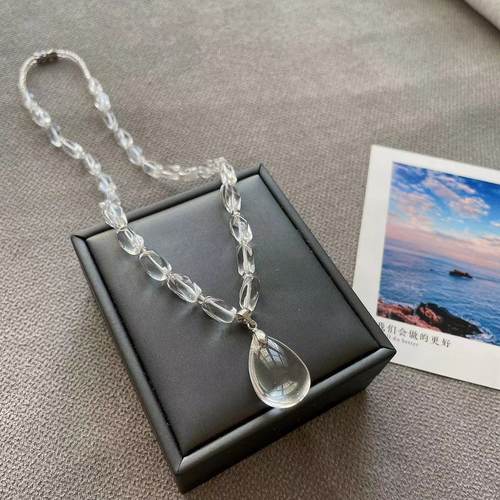 高档天然白水晶项链保健养生礼物