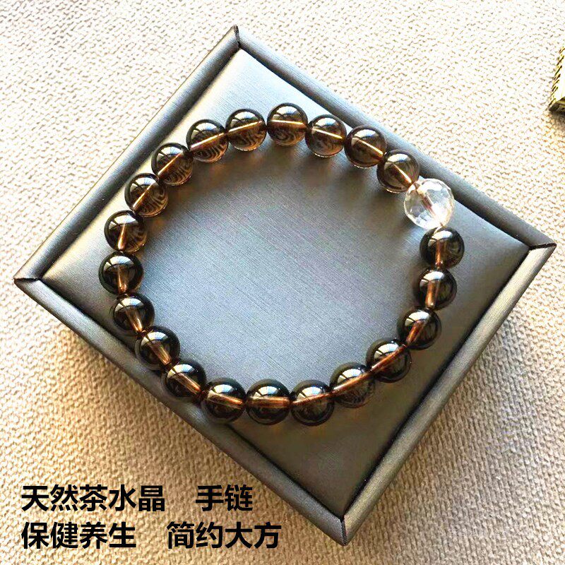天然茶水晶圆珠手链保健养生