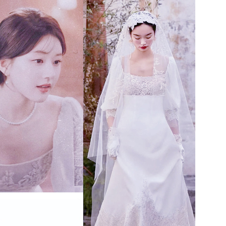 赵露思同款婚纱主纱高级质感缎面领证小白裙轻婚纱日常可穿缎面图片