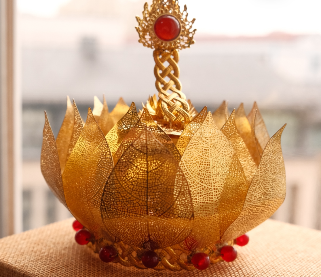 【鹤知堂】火焰冠  纯手工道家发冠头饰  莲花冠六角帽配饰