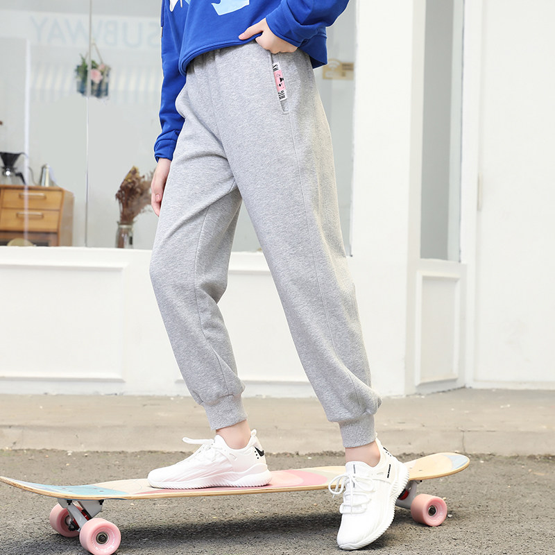 女童裤子春秋厚款中大童运动裤早春女学生休闲裤春季加厚儿童卫裤