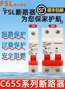 佛山照明空气开关断路器家用电保护器空开1P2P10A16A20A25A32A63A