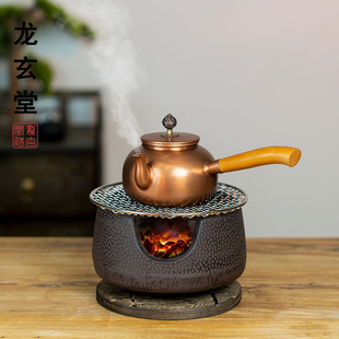 纯手工纯铜壶烧水壶炭炉煮茶烧烤炉中式西北纯铜罐罐茶复古紫铜壶