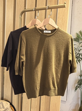 金天unni韩国东大门woodsage宽松慵懒风针织羊毛羊绒短袖百搭