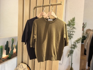 金天unni韩国东大门woodsage宽松慵懒风针织羊毛羊绒短袖百搭