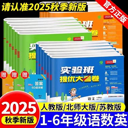 2025秋新版实验班提优大考卷一年级二年级三四五六年级上册语文数学英语人教版北师苏教试卷测试卷全套同步训练卷子培优学霸大卷子