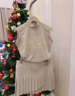 新款 高尔夫服装 高领无袖 显瘦防走光女高尔夫裙子 韩国秋季 T袖 修身
