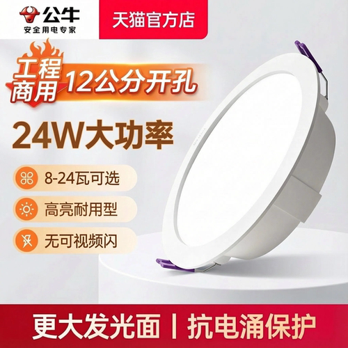 公牛12公分超亮大瓦数嵌入式筒灯