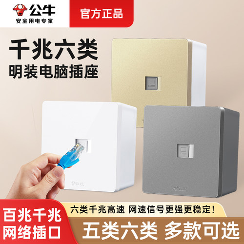 公牛电脑插座明装六类面板