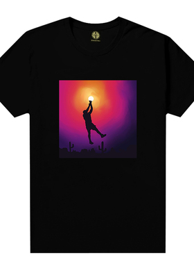 太阳队篮球运动T恤日落东单宽松美式篮球训练短袖tee街头篮球街球