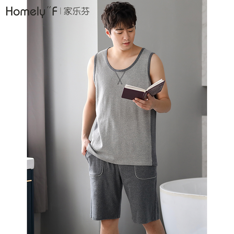 睡衣男士夏季纯棉背心无袖短裤家居服男款夏天休闲可外穿薄款
