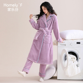 法兰绒加厚加绒珊瑚绒冬天套装 加长款 冬季 睡袍女士睡衣浴袍秋冬款