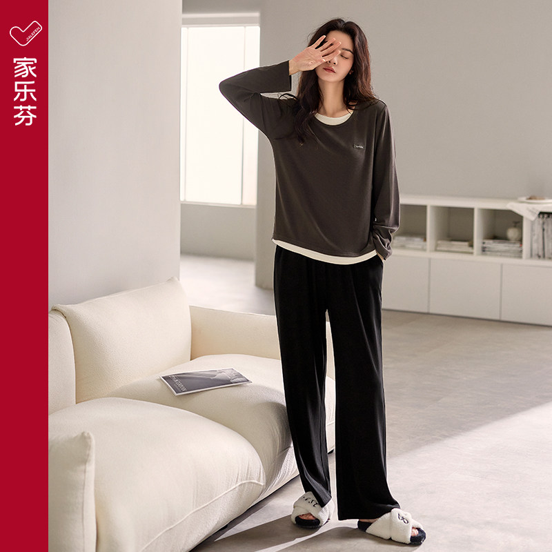 家乐芬睡衣女春秋款秋季长袖莫代尔家居服秋天休闲圆领套头可外穿,女士内衣/男士内衣/家居服,睡衣/家居服套装,淘宝优惠券,粉丝福利购,淘宝优惠卷