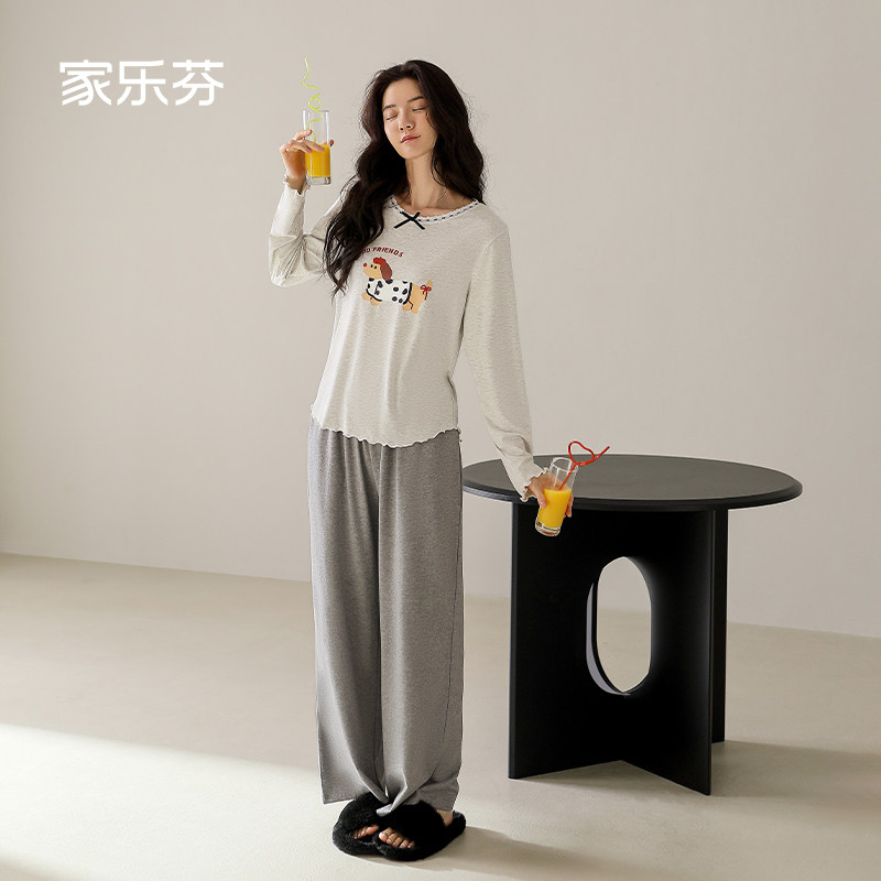 家乐芬睡衣女士春秋款纯棉长袖家居服大码阔腿卡通腊肠狗可爱套头,女士内衣/男士内衣/家居服,睡衣/家居服套装,淘宝优惠券,粉丝福利购,淘宝优惠卷