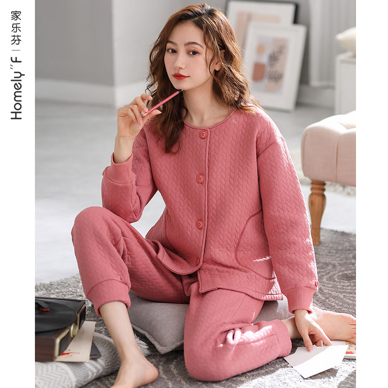 睡衣女士春秋季秋装加厚纯棉长袖家居服秋冬季空气棉夹棉夹层,女士内衣/男士内衣/家居服,睡衣/家居服套装,淘宝优惠券,粉丝福利购,淘宝优惠卷