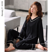 家居服女款 薄款 夏款 家乐芬睡衣女士春秋款 套装 纯棉长袖 加大码 秋季