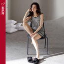 纯棉无袖 家居服女夏天夏款 睡衣女士夏季 背心吊带短裤 薄款 两件套装