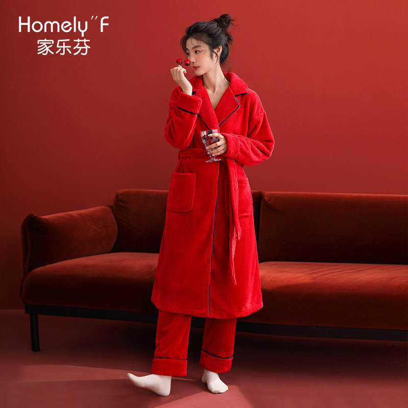 睡袍女士睡衣秋冬款冬季加长款法兰绒加厚加绒珊瑚绒本命年大红色,女士内衣/男士内衣/家居服,睡袍/浴袍,淘宝优惠券,粉丝福利购,淘宝优惠卷