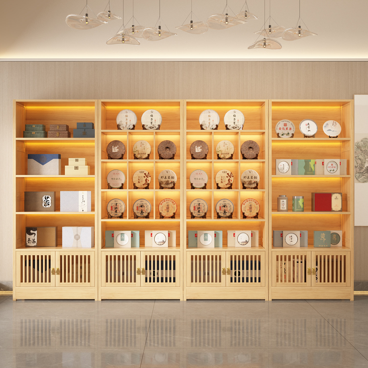 实木茶叶店展示柜靠墙货架普洱茶饼土特产组合展示架商用陈列柜,商业/办公家具,展示柜/陈列柜/展示架/货柜,淘宝优惠券,粉丝福利购,淘宝优惠卷