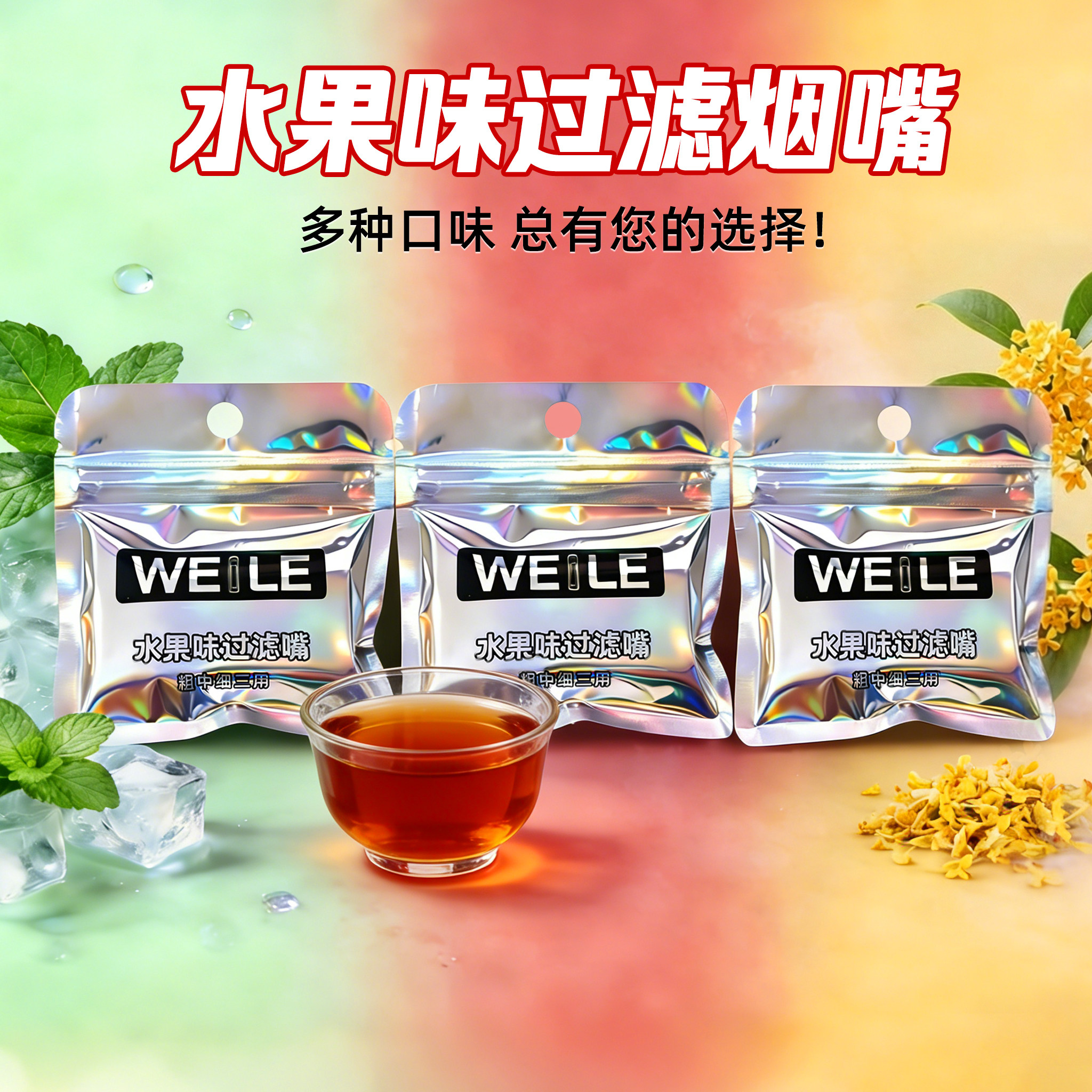 二代新型水果味过滤烟嘴粗中细图片