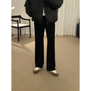 宽松休闲长裤 秋冬百搭基础款 子男款 阿茶与阿古黑色雪尼尔加绒裤