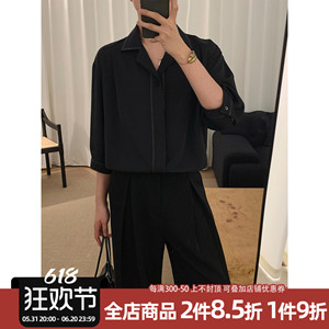 阿茶与阿古 {墨芍药}明线垂感衬衫男长袖夏季薄款慵懒风休闲衬衣