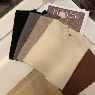 阿茶与阿古半高领羊毛衫男针织衫秋冬韩版潮流打底衫休闲宽松毛衣