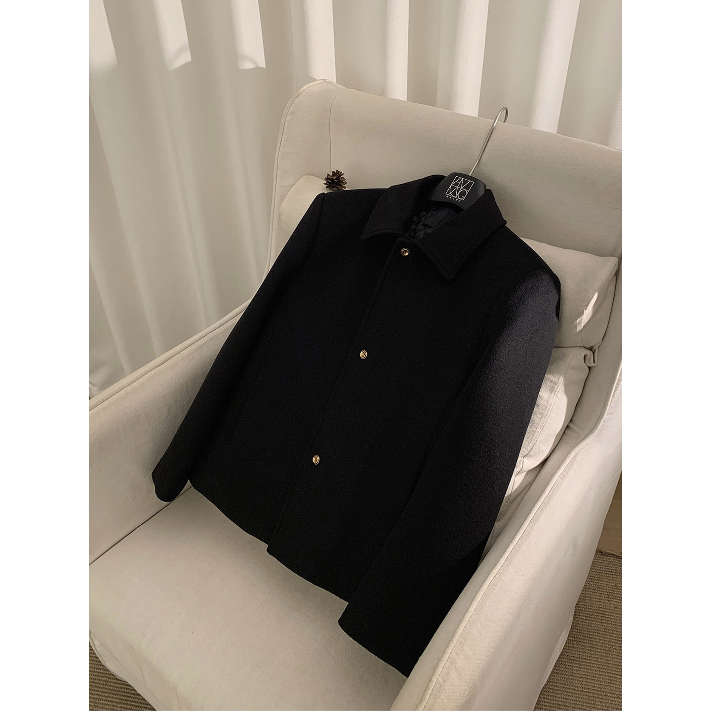 阿茶与阿古【净水羊毛】黑色羊毛外套男冬季夹棉加厚韩版夹克上衣,男装,夹克,淘宝优惠券,粉丝福利购,淘宝优惠卷