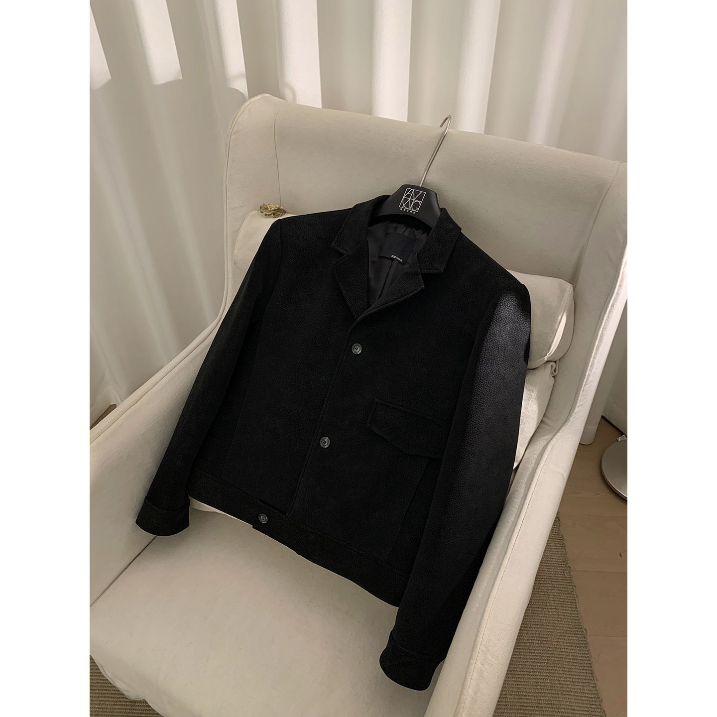 阿茶与阿古【鞣感夹克】高级感磨砂荔枝纹外套男款春季休闲上衣