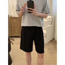 阿茶与阿古黑色西装短裤男款夏季韩版潮流宽松休闲百搭直筒五分裤