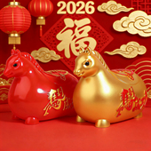2026马年十二生肖金马存钱罐只进不出男女孩子新年礼物防摔储蓄罐