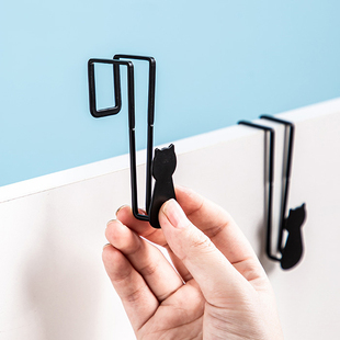 铁艺门后挂钩 金属门上创意免钉免粘小挂钩 可爱黑猫咪柜门挂衣钩