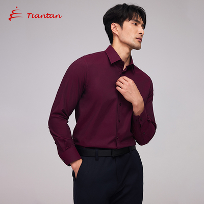 天坛方领长袖棉氨弹力保暖衬衫