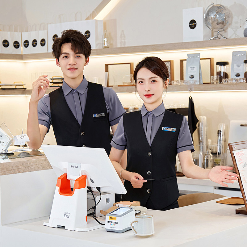 酒店ktv楼茶餐厅饭店奶茶咖啡会所西餐厅火锅服务员短袖男女工装