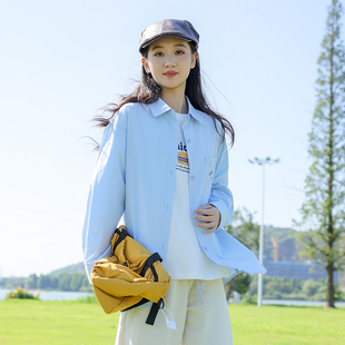 高中生衬衫外套春装2026新款少女宽松洋气大童青少年初中学生衬衣