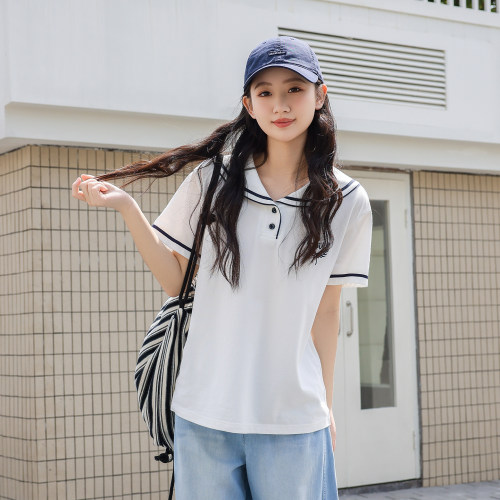 初中生海军领短袖t恤女2026新款