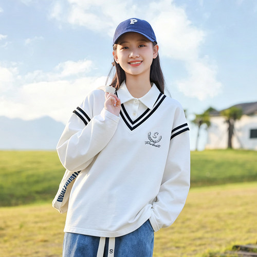 初中生假两件卫衣秋装2026新款女