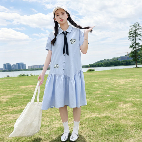 初中学生衬衫连衣裙夏装2026新款
