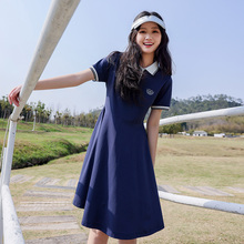 初中生连衣裙夏装2025新款少女学院风洋气时髦大童高中学生polo裙