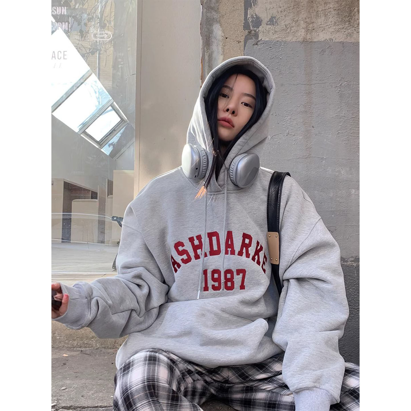 2025新款秋冬季连帽长袖T恤女加绒加厚宽松慵懒减龄百搭休闲上衣