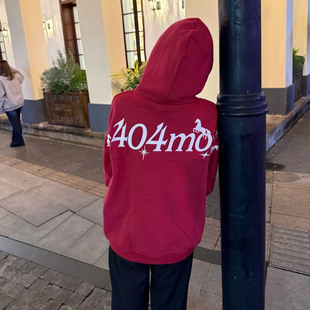 多巴胺红色连帽卫衣女冬季加绒加厚高级感宽松独特漂亮套头外套潮