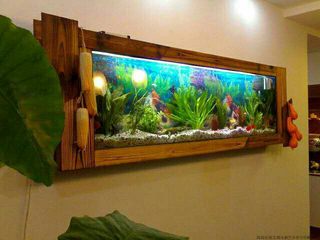 定制厂销碳化木壁挂式生态鱼缸挂墙水族箱壁挂式玻璃鱼缸1米包邮