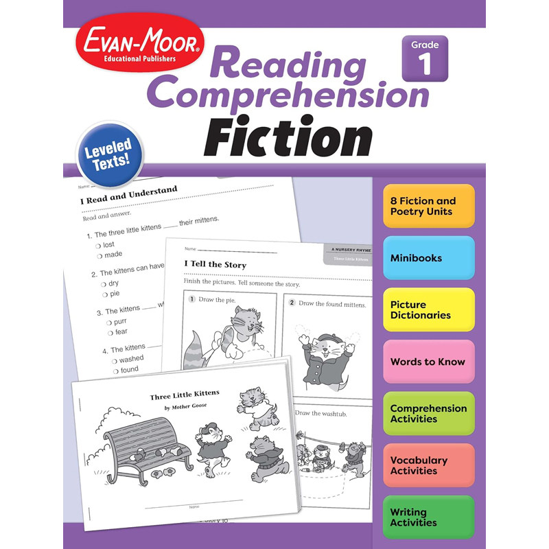 【预售】英文原版Reading Comprehension:Fiction, Grade 1 阅读理解：虚构类一年级   Evan-Moor 小学生学习辅导书籍