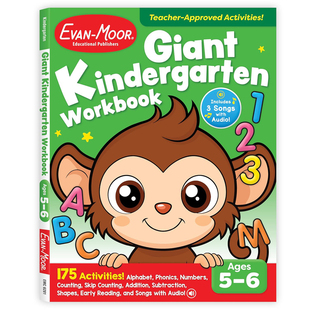 【预售】英文原版 GIANT Kindergarten Workbook 幼儿园大班综合练习册 Evan-Moor 幼儿启蒙辅导书籍
