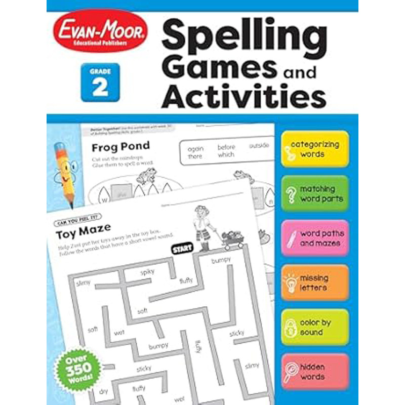【预售】英文原版 Spelling Games and Activities, Grade 2 拼写游戏和活动 二年级   Evan-Moor 小学生学习辅导书籍