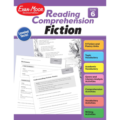 【预售】英文原版Reading Comprehension:Fiction, Grade 6 阅读理解：虚构类六年级   Evan-Moor 小学生学习辅导书籍