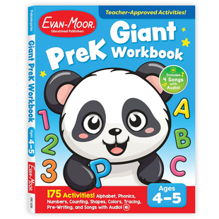英文原版 预售 GIANT Workbook Pre Evan 小学生学习辅导书籍 Moor 幼儿园小中班综合练习册